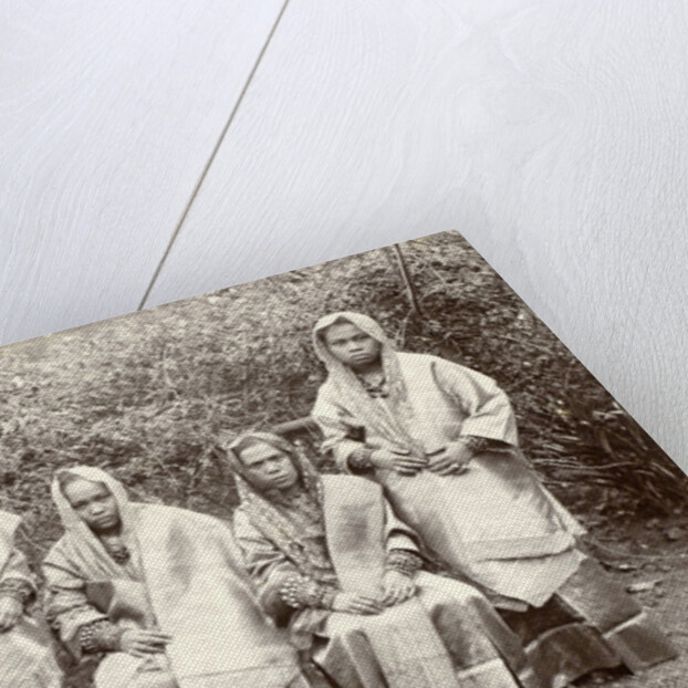 Group portrait of four Minangkabau women in rich costume from the Padang Countries, Indonesia by Christiaan Benjamin Nieuwenhuis