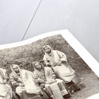 Group portrait of four Minangkabau women in rich costume from the Padang Countries, Indonesia by Christiaan Benjamin Nieuwenhuis