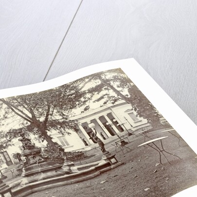 garden with a fountain at Concordia Society in Weltevreden, Jakarta Indonesia by Anonymous
