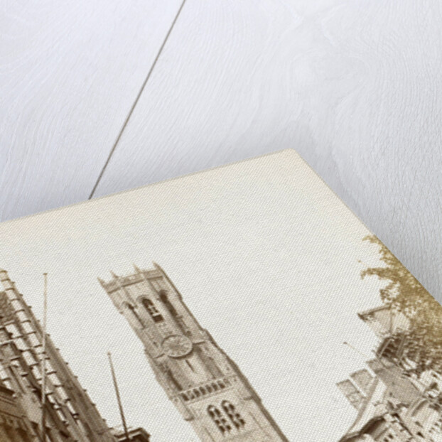 Street in Bruges at the end the belfry, Belgium by Victor Daveluy