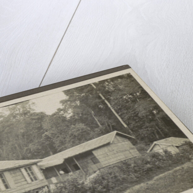 Two wooden houses with porches and an outbuilding by Anonymous