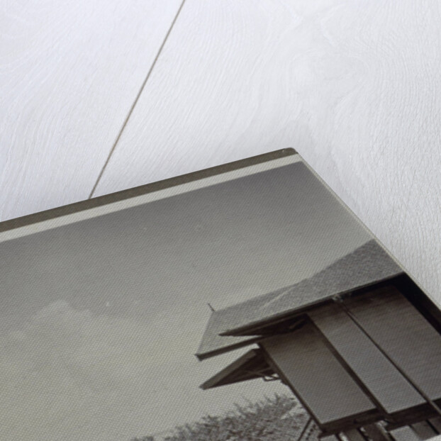 wooden house on stilts and the vegetation and buildings make by Anonymous