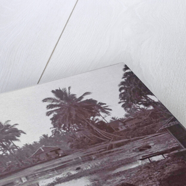 Java, Indonesia Tjipanas in Garut, with more trees and huts by Anonymous