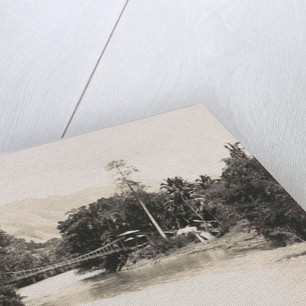 Dutch East Indies, indonesia, river Godang with suspension bridge by Anonymous