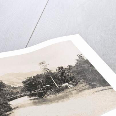 Dutch East Indies, indonesia, river Godang with suspension bridge by Anonymous