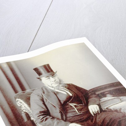 Portrait Paul Kruger in chair with hat on by C. Evans