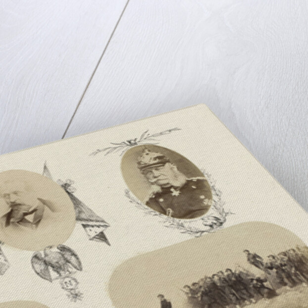 Portrait of Empress Eugenie bordered by drawing flora and E monogram by Anonymous