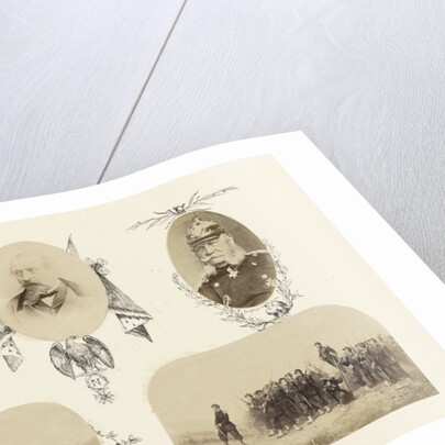 Portrait of Empress Eugenie bordered by drawing flora and E monogram by Anonymous