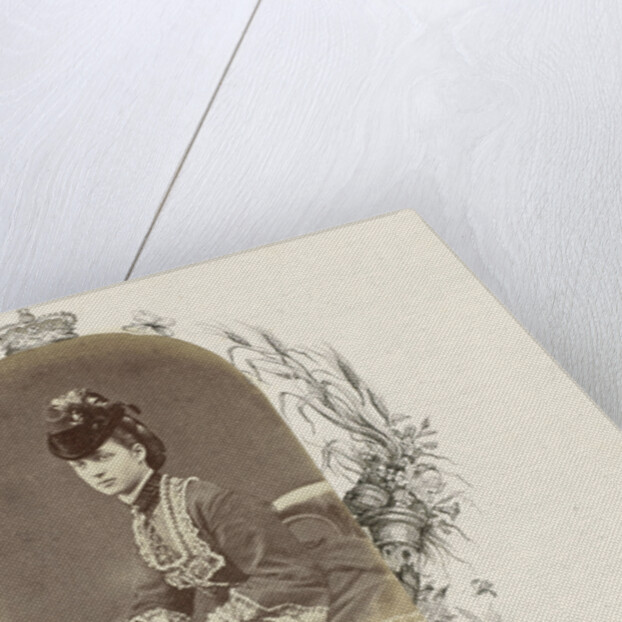 Portrait of Alexandra, Princess of Wales, bordered by drawing fruit vines, cornucopia and crown by Anonymous