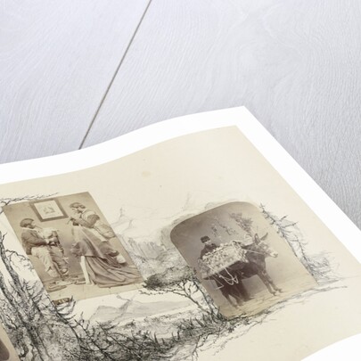 Naples, genre portrait of two boys, carrying baskets lined by drawing coastal landscape with trees, Italy by Anonymous