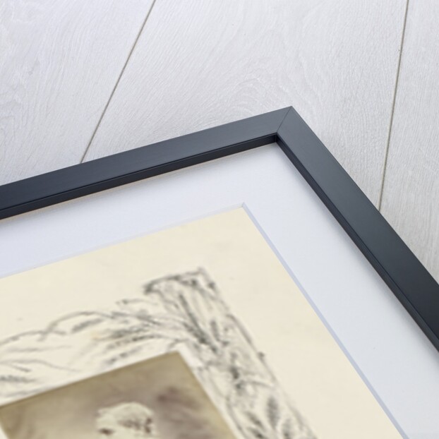 Portrait Neville Carter in rustic setting, bordered by drawing berries around fencing by Anonymous