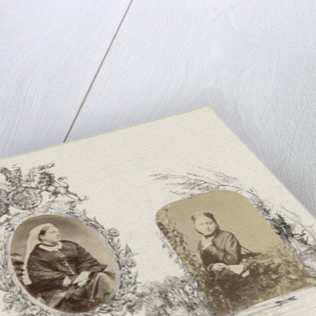 Portrait of Princess Beatrice bordered by drawing of English landscape by Anonymous