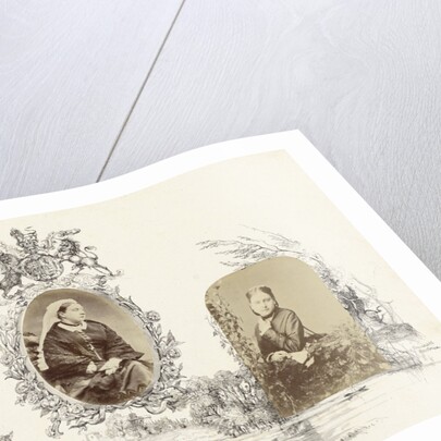 Portrait of Princess Beatrice bordered by drawing of English landscape by Anonymous