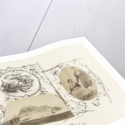 Corfu, portrait of man in costume, surrounded by drawings of flora around branches framework by Anonymous