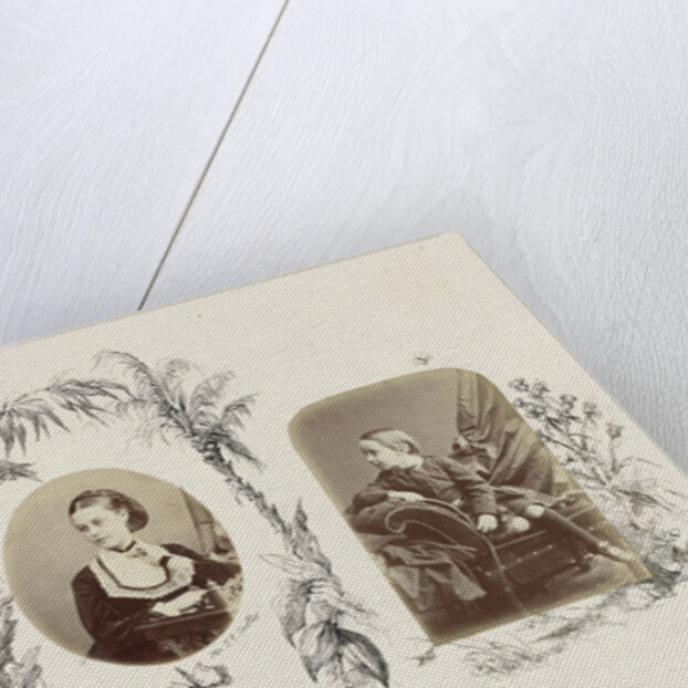 Portrait of Reginald Carter as a child's picture book bordered by drawing flora by Anonymous