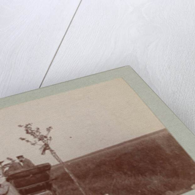 Country road with two cars and spectators by Anonymous