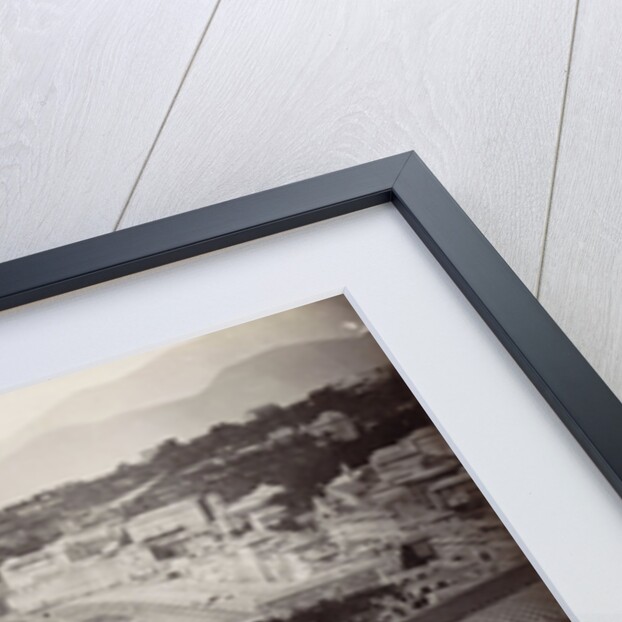 View of the bay of Genoa with a railway station in the foreground, Italy by Anonymous