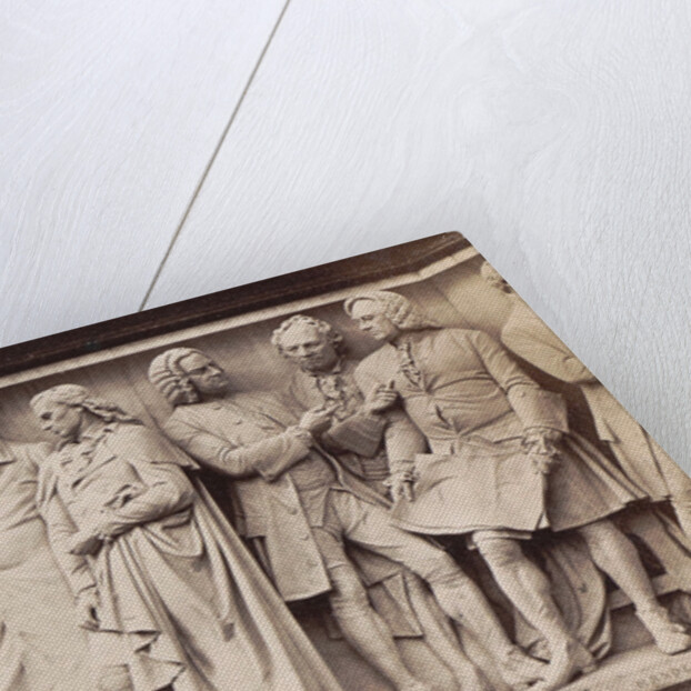 Part of the Parnassus frieze at the base of the Albert Memorial in London UK, poets and musicians by F.G.O. Stuart