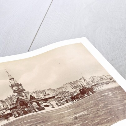 Aquarium Clock Tower Brighton, waiting beside horse carriages UK by Anonymous