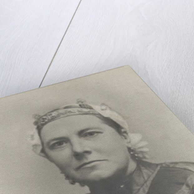 Portrait woman with costume cap by Anonymous