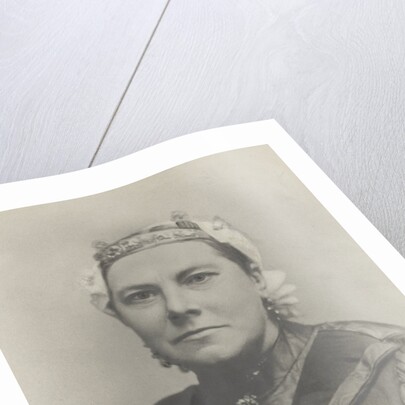 Portrait woman with costume cap by Anonymous