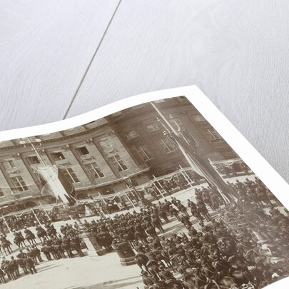 Queen Wilhelmina under the canopy after its inauguration in Amsterdam, The Netherlands under the watchful eye of a large crowd by Anonymous