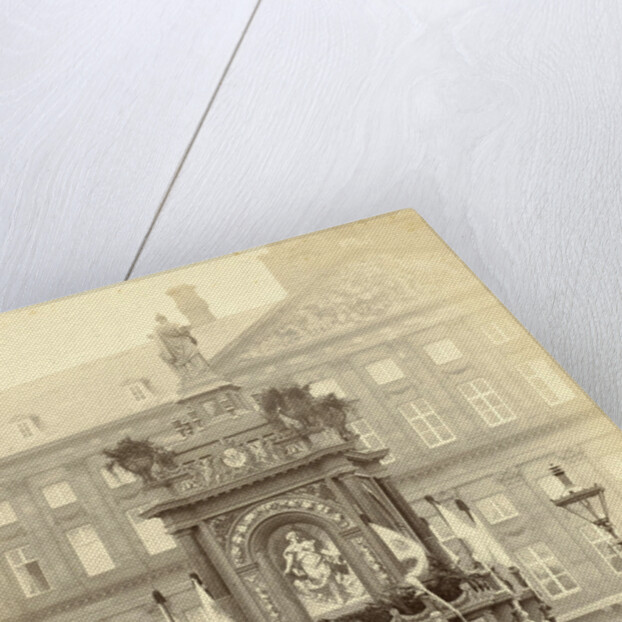 monument de Eendracht on the dam during the Feasts of April 1887 in Amsterdam by Albert Greiner