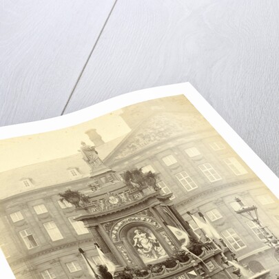 monument de Eendracht on the dam during the Feasts of April 1887 in Amsterdam by Albert Greiner