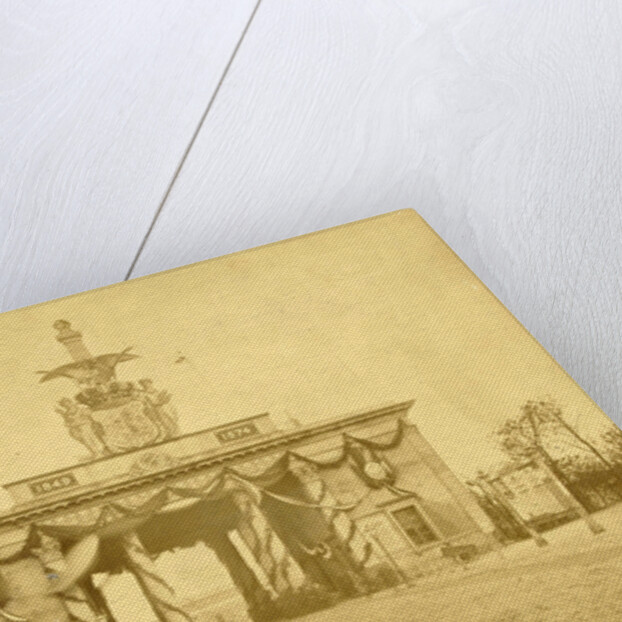 Decorated Willemspoort the occasion of the 25th anniversary of the reign of King William III, Amsterdam by Pieter Oosterhuis