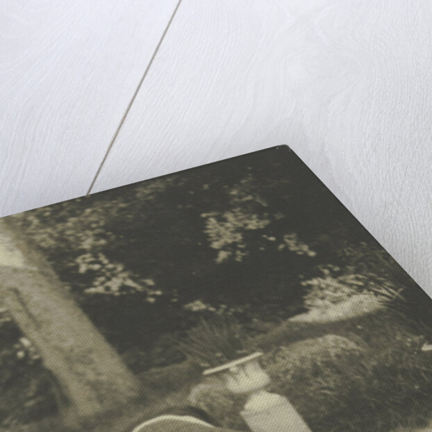 Woman with a dog in a garden by Anonymous