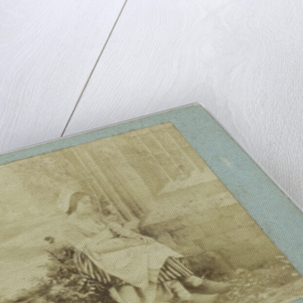 Scene for home: young woman with clogs and flower basket by Anonymous