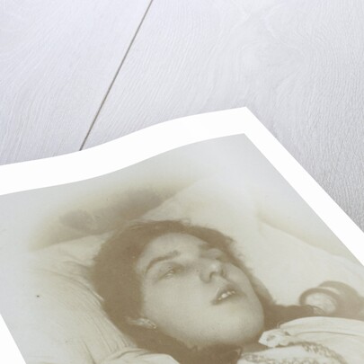 Post-mortem portrait of a woman with open eyes by J. Siewe