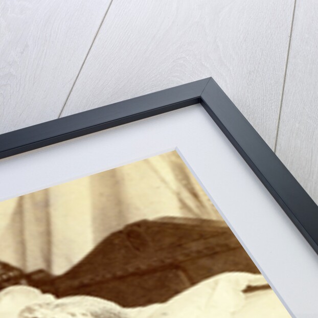 Post mortem portrait of a deceased woman; she is wearing a hat and holding a bunch of roses and a rosary between her clasped hands by Anonymous