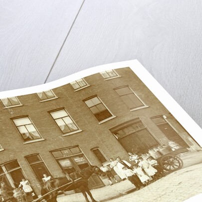 Melkhandel Spaan, with two horse and carts, Barendrecht by J.W. Pronk