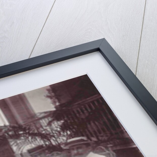 Group of men at the table in front of the porch is verved by Indian man by Anonymous