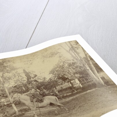 Buginese hunter in traditional clothes horse by Anonymous