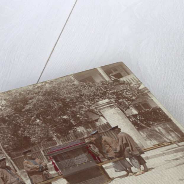 China, four carriers with carriage in the street by Baron Raimund von Stillfried und Ratenitz