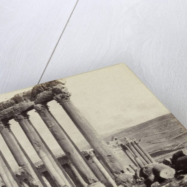 Pillars of the Temple of Jupiter and Bacchus temple in the background to Baalbek by Francis Bedford