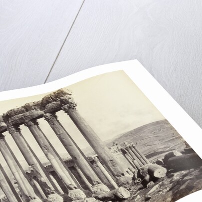 Pillars of the Temple of Jupiter and Bacchus temple in the background to Baalbek by Francis Bedford