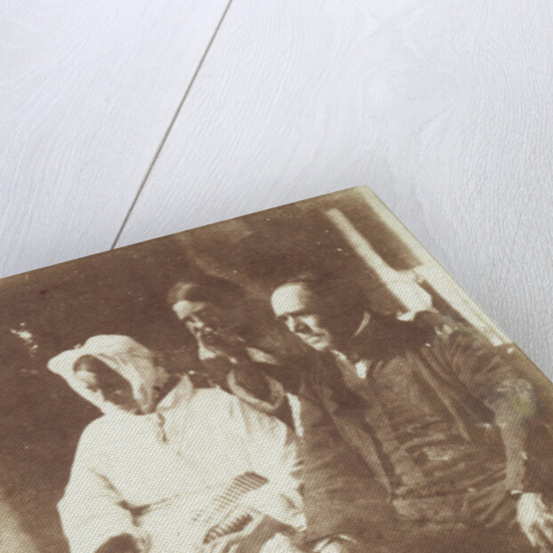 Two unidentified fisherman women and a man named Laidlaw in Newhaven, Scotland by Hill & Adamson