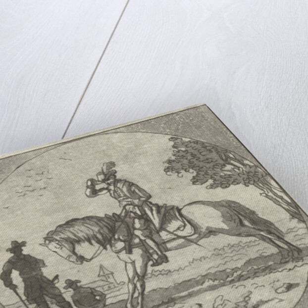 Horseman in medallion by Anthonie van den Bos