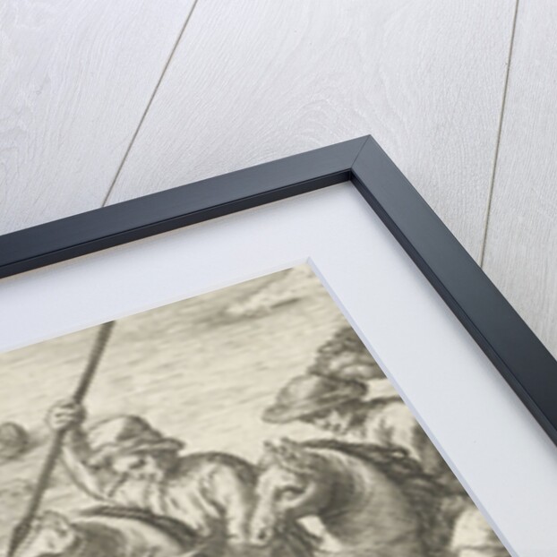 River landscape with deer hunting, Egbert Jansz by Antonio Tempesta