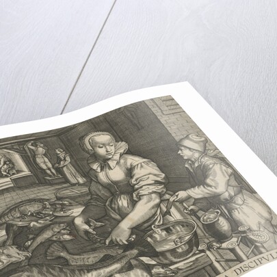 Kitchen Piece of woman cleaning fish by Abraham van Lier