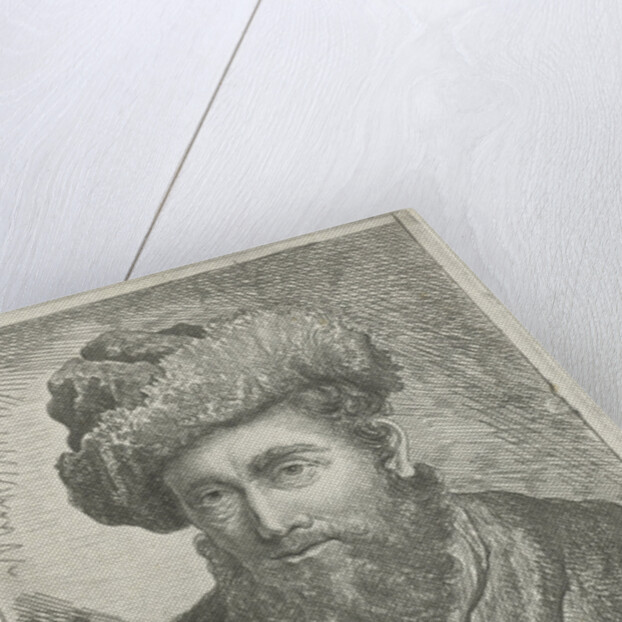 Portrait of an unknown bearded man with hat on his head by Pieter Louw