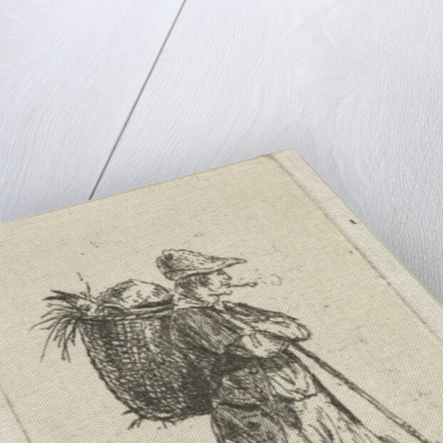 Smoking man with basket and stick by Anthonie Willem Hendrik Nolthenius de Man