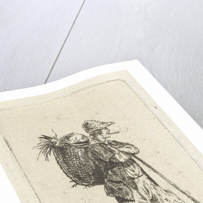 Smoking man with basket and stick by Anthonie Willem Hendrik Nolthenius de Man