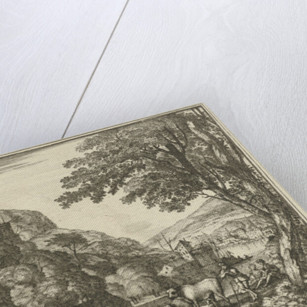 Shepherd with animals at a waterfall by Gerard Melder