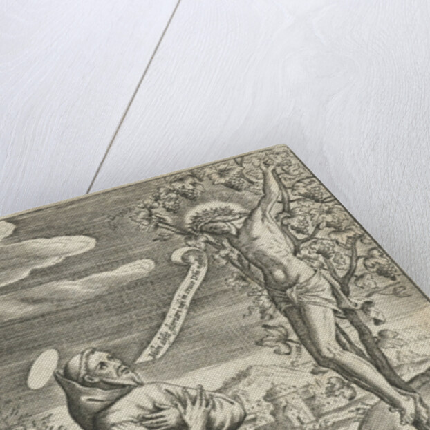 Kneeling saint for Christ on the cross by Abraham van Merlen