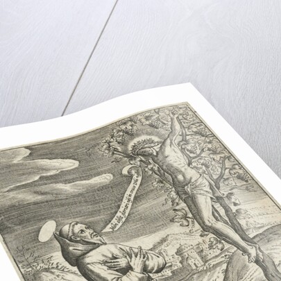 Kneeling saint for Christ on the cross by Abraham van Merlen