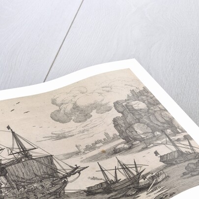 Ships in a harbor by Antoine Bonenfant